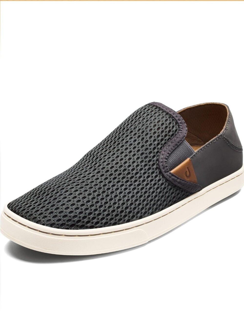 OluKai Women's Charcoal Mesh Slip-On Sneakers with Tan Accent